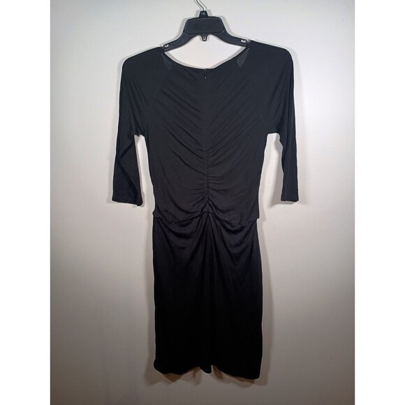 Boden Wrap Zip Drape Elbow Mesh Sleeves Midi Tencel Lined Stretch Black Size 8 R - Picture 5 of 7